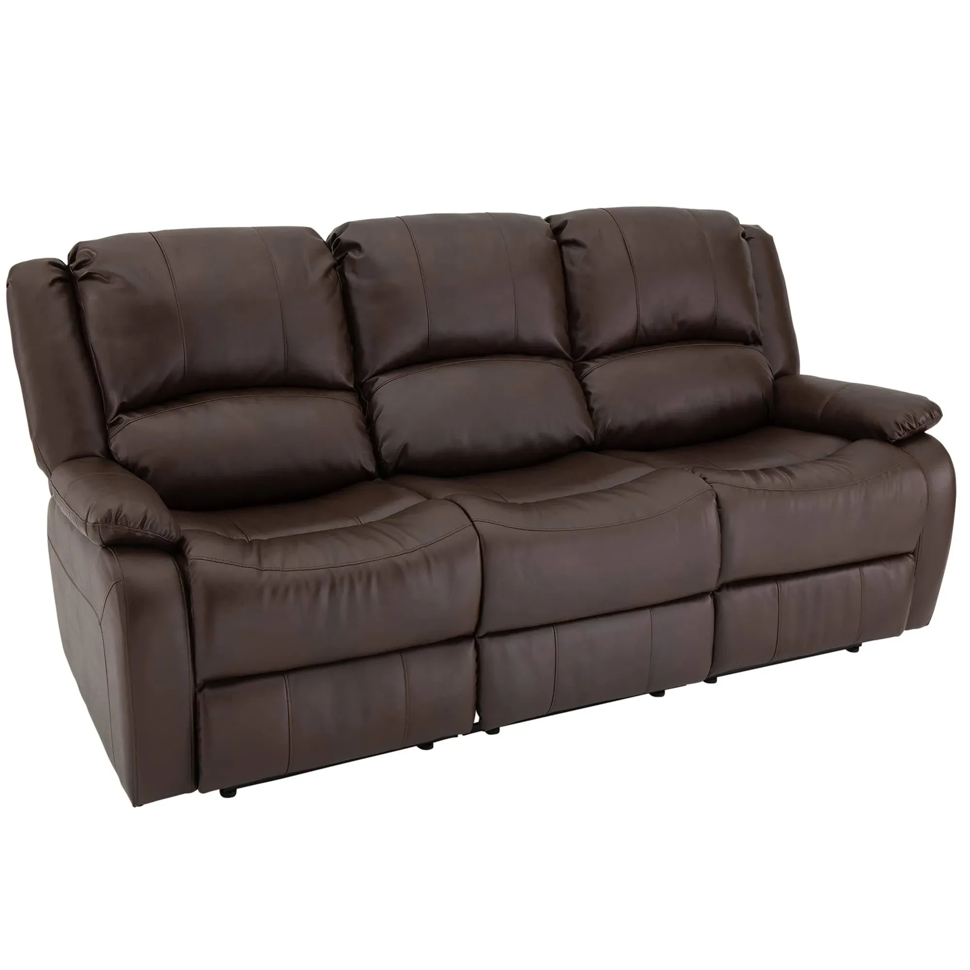 RecPro Charles 80&#034; Triple RV Zero Wall Recliner Sofa with Drop Console Mahogany