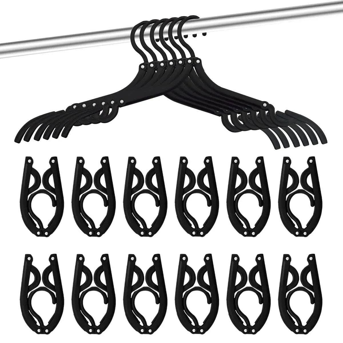 Trubetter 24 Pcs Travel Hangers - Portable Folding Clothes Hangers Travel ...