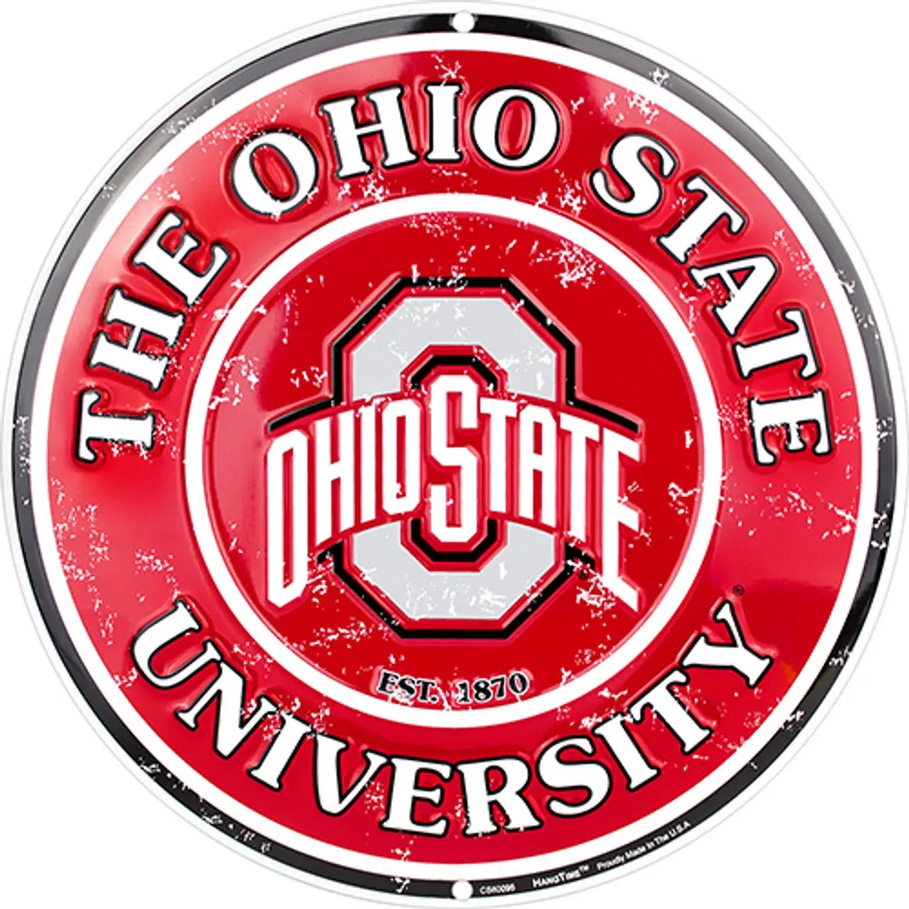 Tag City Ohio State Buckeyes 12 Inch Embossed Metal Nostalgia Circular Sign