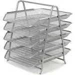 Mind Reader 5 Tier Steel Mesh Paper Tray Desk Organizer, Silver