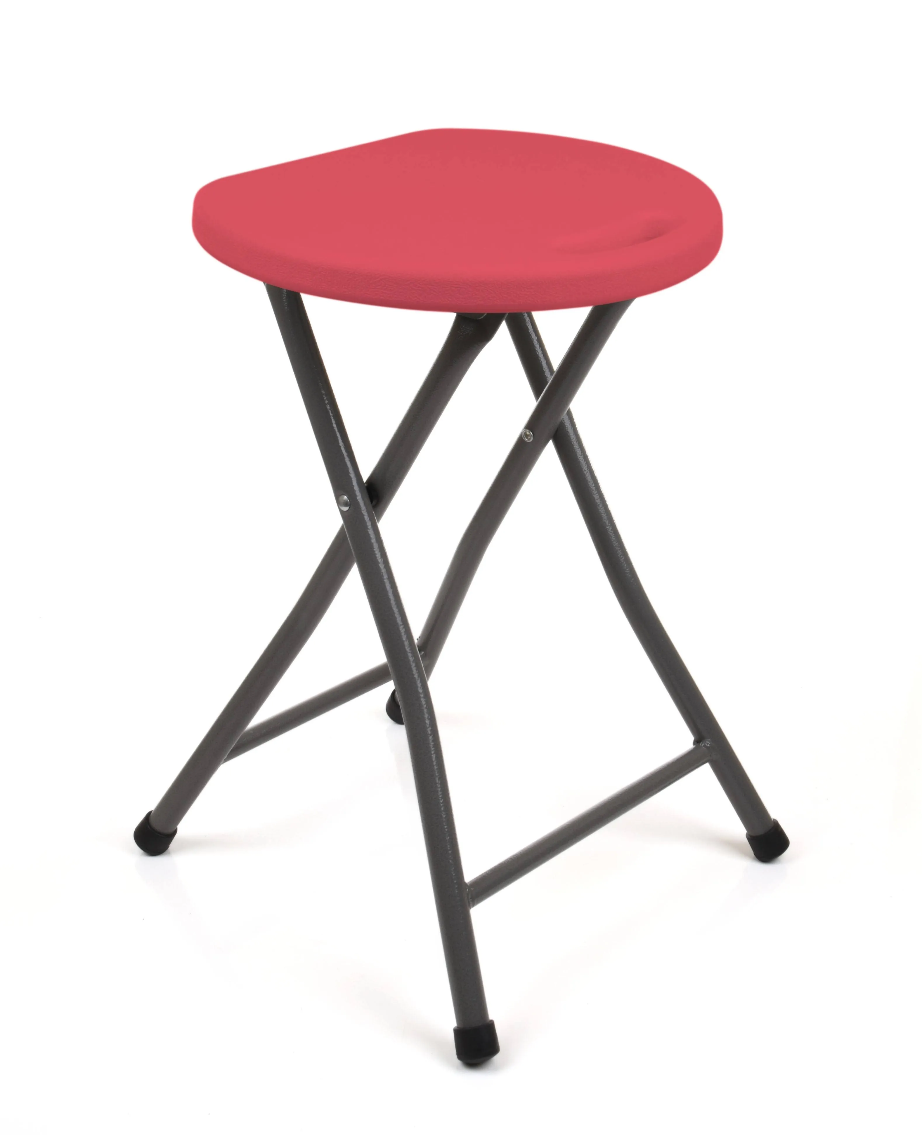 Mintra Metal Folding Stools, Heavy-Duty Backless Portable Chairs for Adults, 330Lbs Capacity for Kitchen, Rec Room, Camping, 18.5" Height Portable Bar Stool for Indoor Outdoor Use, Non-Slip, Salmon