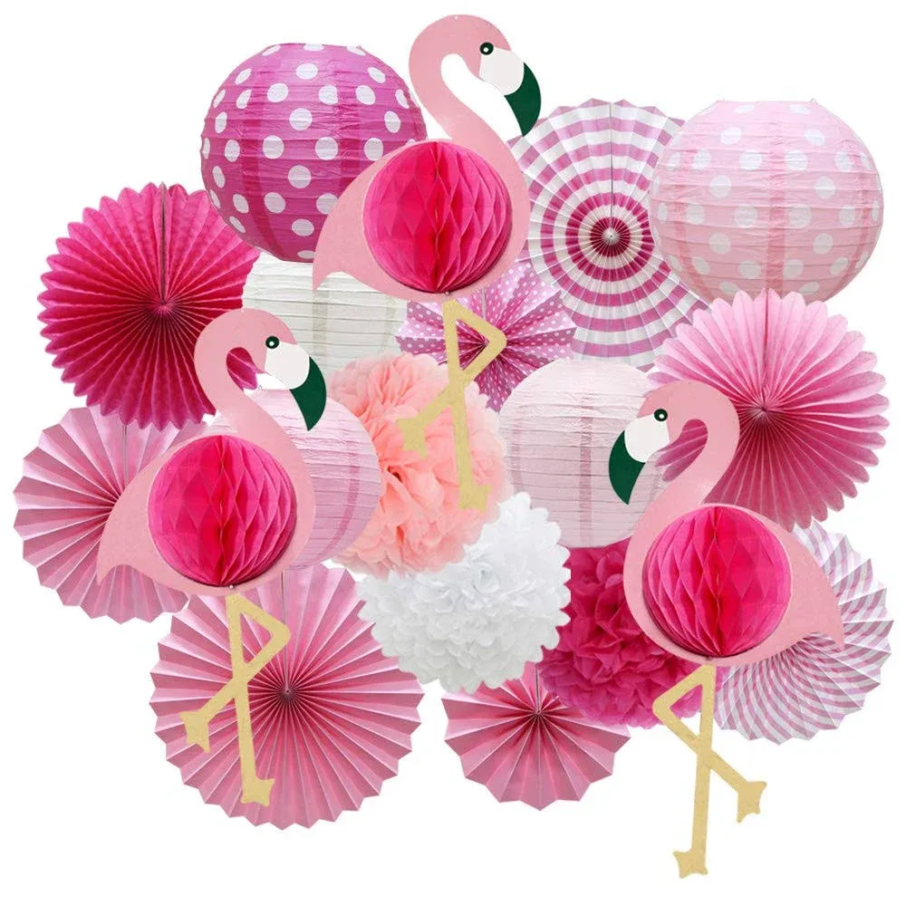 Meiduo Tropical Flamingo Party Honeycomb Decoration, Hawaiian Summer Party ...