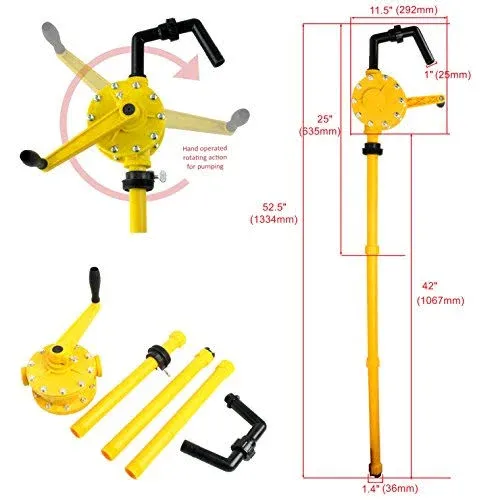 55 Gallon Priming Drum Rotary Hand Pump Diesel Oil Fuel Transfer Barrel Pump