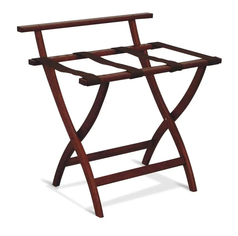 Wooden Mallet Wallsaver Luggage Rack Brown Webbing Mahogany