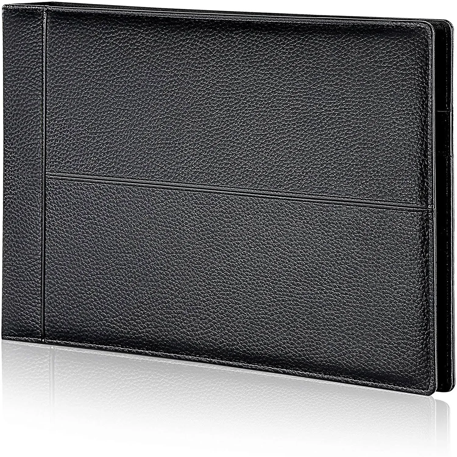 7 Ring Executive Business Check Binder 600 Checks Capcity for 9" x 13" Sheets, PU Leather Checkbook Holder with Zip Pouch