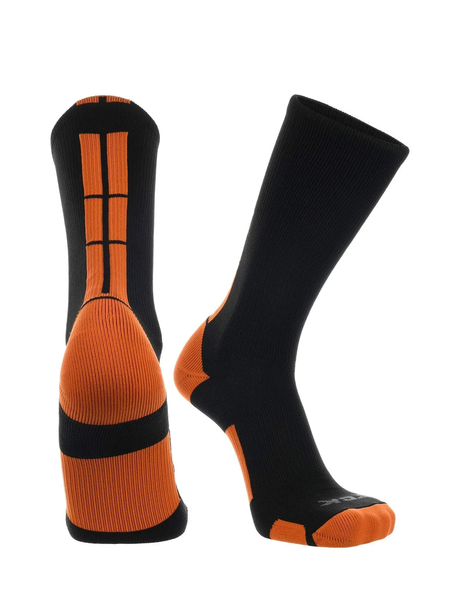 TCK Sports Baseline 3.0 Athletic Crew Socks - Large Black/Orange