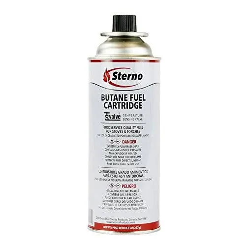 Sterno Butane Fuel Cartridge with Temperature Sensing Valve 12-Pack