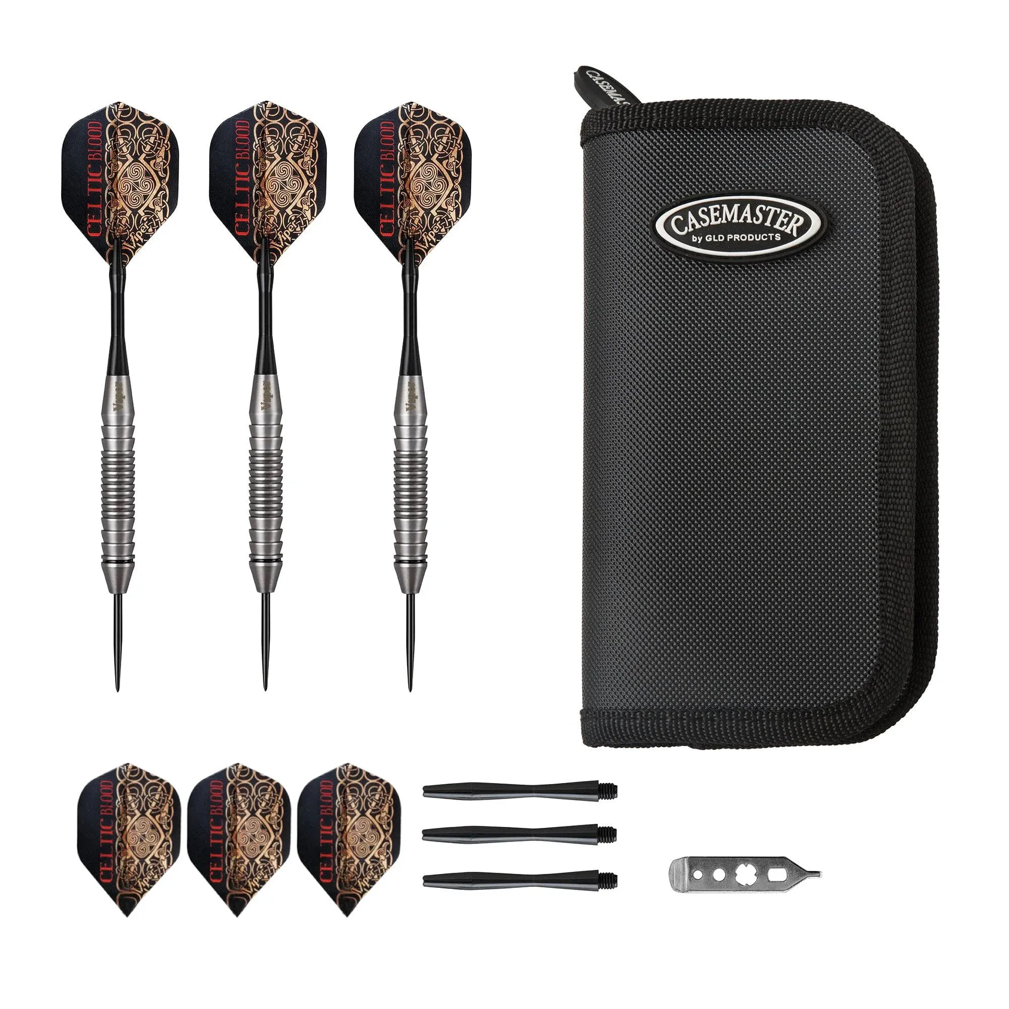 Viper Celtic Blood Steel Tip Darts and Casemaster Deluxe Dart Case, Black