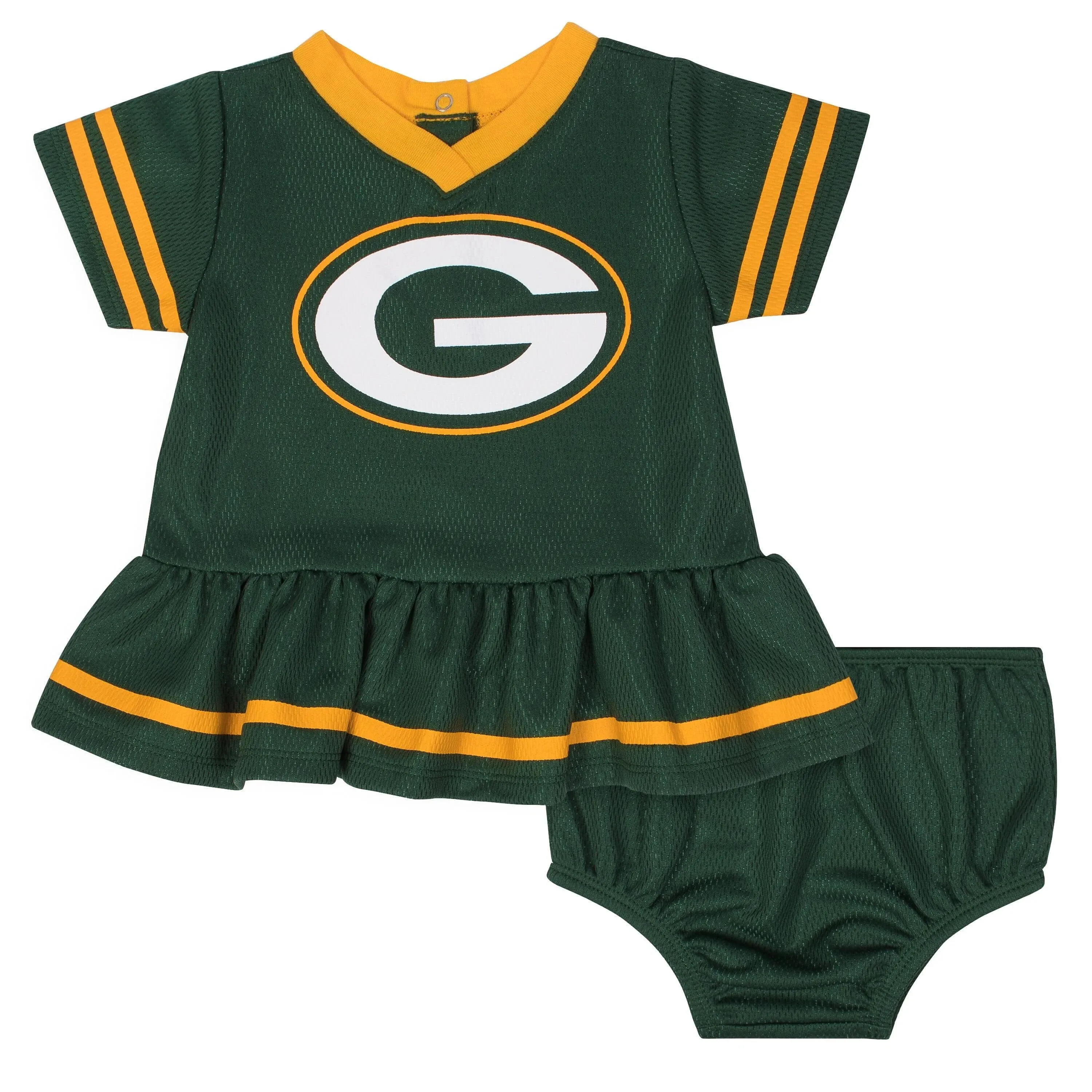 NFL Baby Girls Green Bay Packers Cheerleader Dress and Diaper Cover Set - 6-12mo