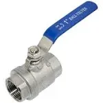 Megairon 316 Stainless Steel 1" Full Port Ball Valve with Blue Vinyl Handle, NPT Female x Female Thread,1000 WOG (1")