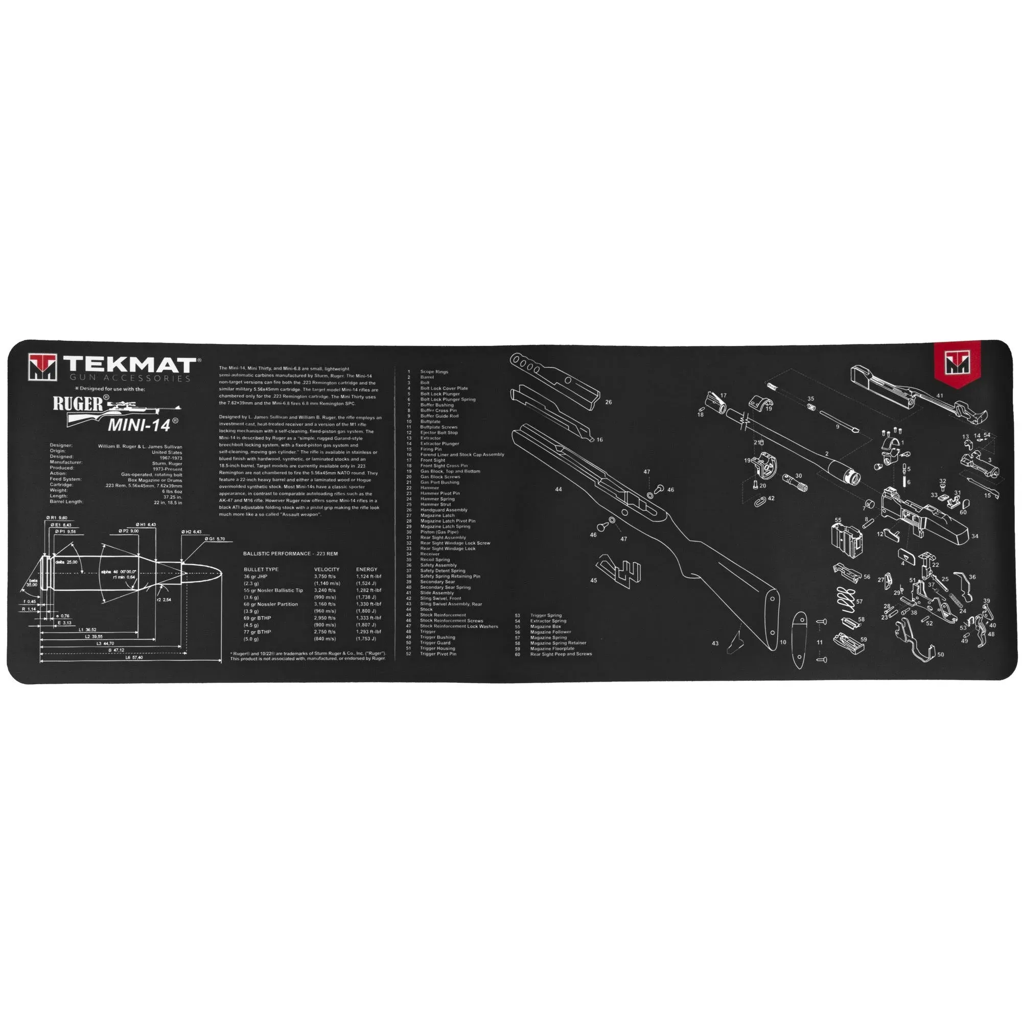 BECK TEK, LLC (TEKMAT) TEKR36MINI14 Ruger Mini 14 Gun Cleaning Mat 12&amp;quot;x36&amp;quot;x1/8&amp;quot;