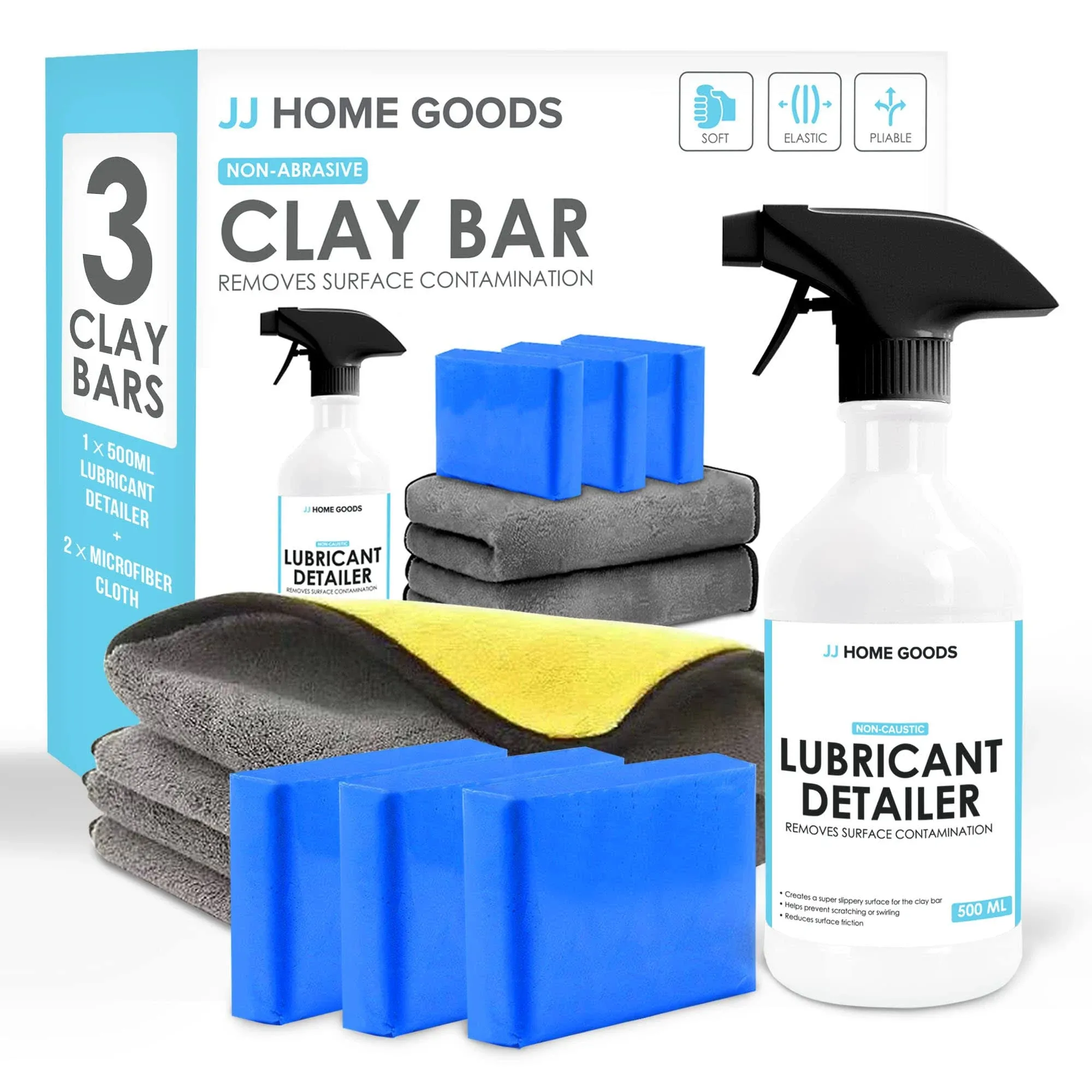 Clay Bar Kit - Includes 3 Car Clay Bars for Auto Detailing (3x100g)+ 16.9 fl. oz