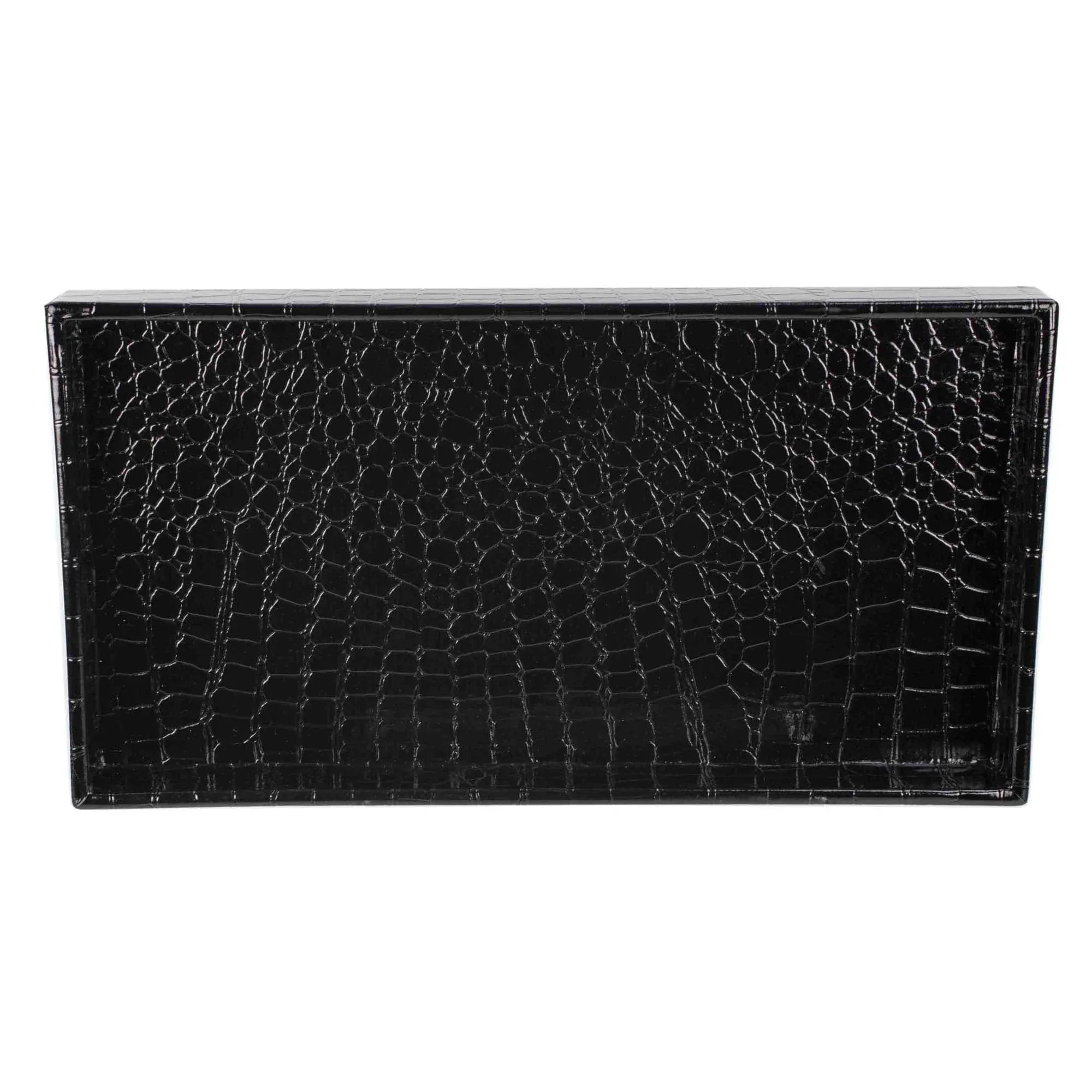 Home Basics Crocodile Plastic Vanity Tray For Jewelry, Make up, Perfume, Cosmetics, Bathroom or Dresser Organizer, (White)