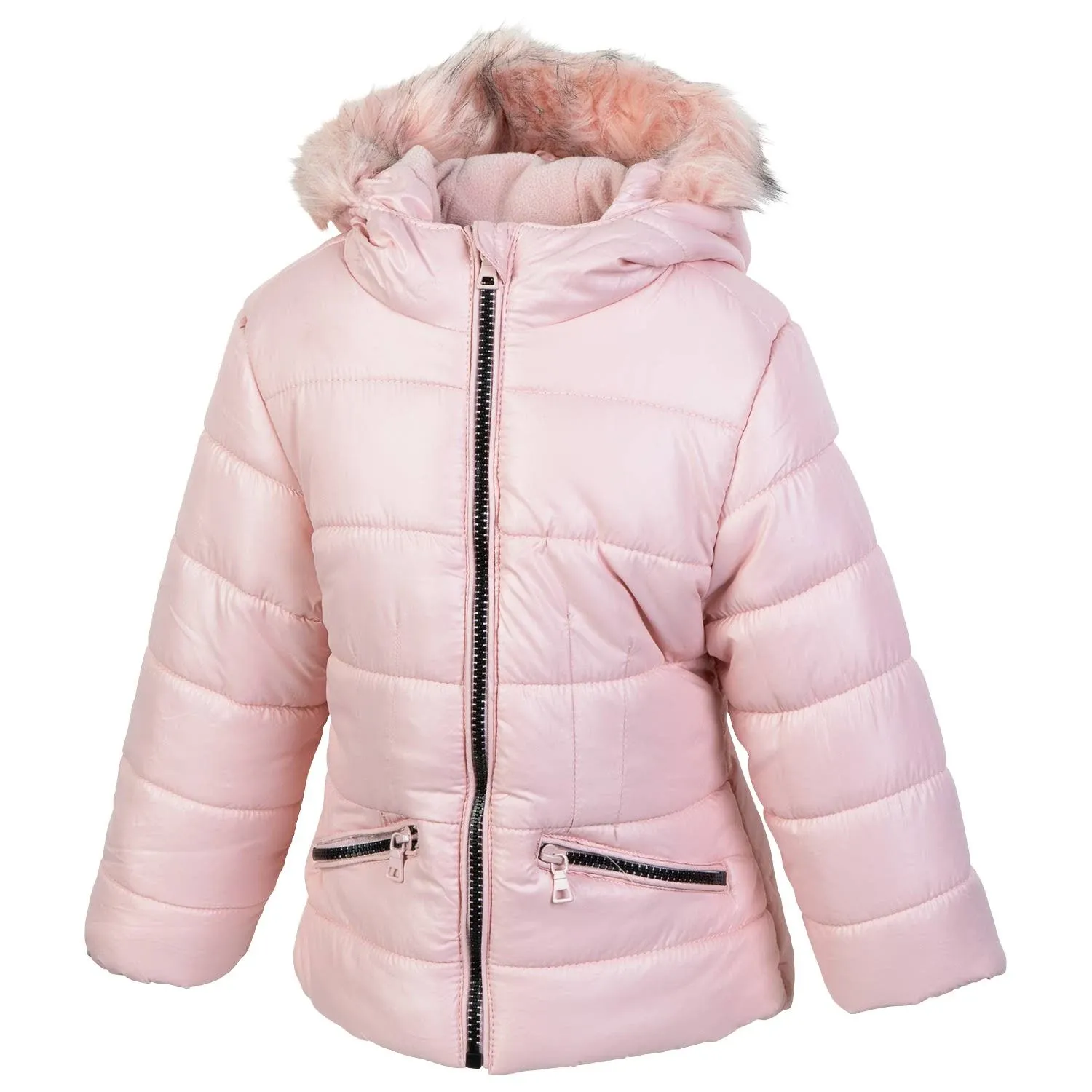 Arctic Quest Girls' Toddler's Fur Trim Hooded Jacket and Snowsuit - Light Pink