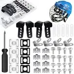 61 Pcs Football Helmet Repair Kit, Hockey Helmet Replacement Parts, Including J Clips Visor Clips Rubber Gasket Screw Nuts with 1 Pcs Srewdriver, Chin Strap Adapter for Hockey, Baseball, Softball Helm