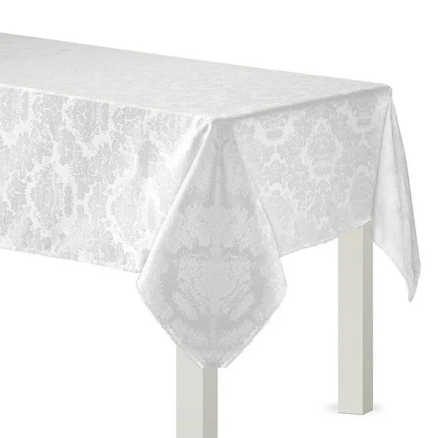 Fabric Tablecover 60" x 84" Damask White