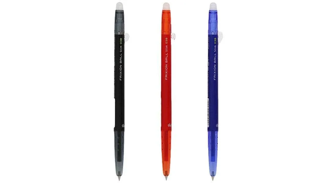 Pilot FriXion Ball Slim Retractable Erasable Gel Ink Pen Extra Fine Point 3pk