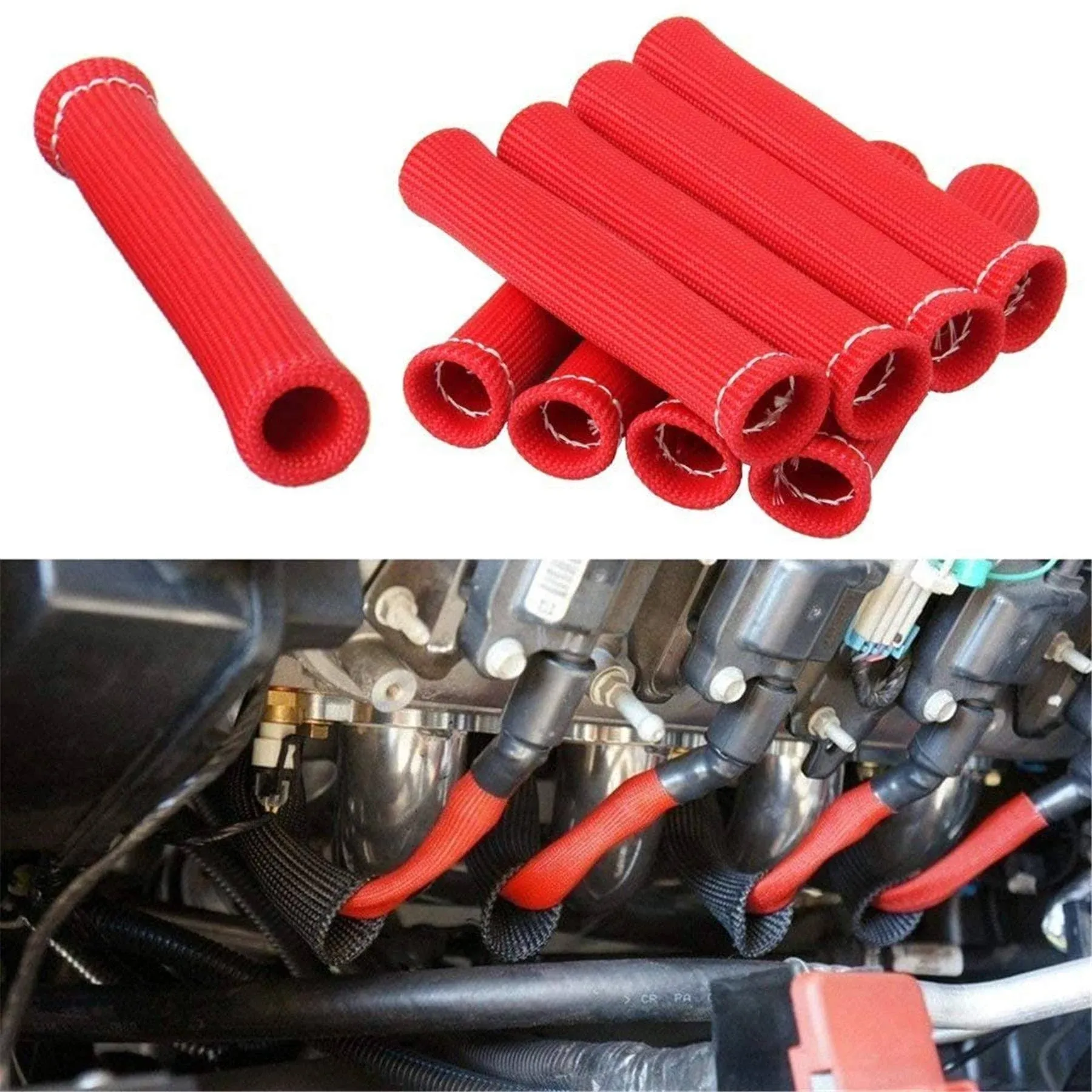 8pcs 2500° Spark Plug Wire Boots Protector Sleeve Heat Shield Cover For LS1/LS2