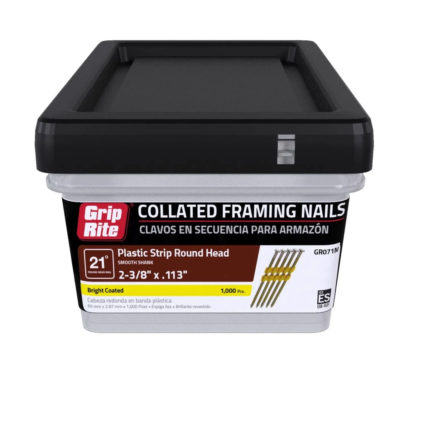 Grip-Rite 3 in. 10 Ga. Angled Strip Brite Framing Nails 21 deg 1000 pk