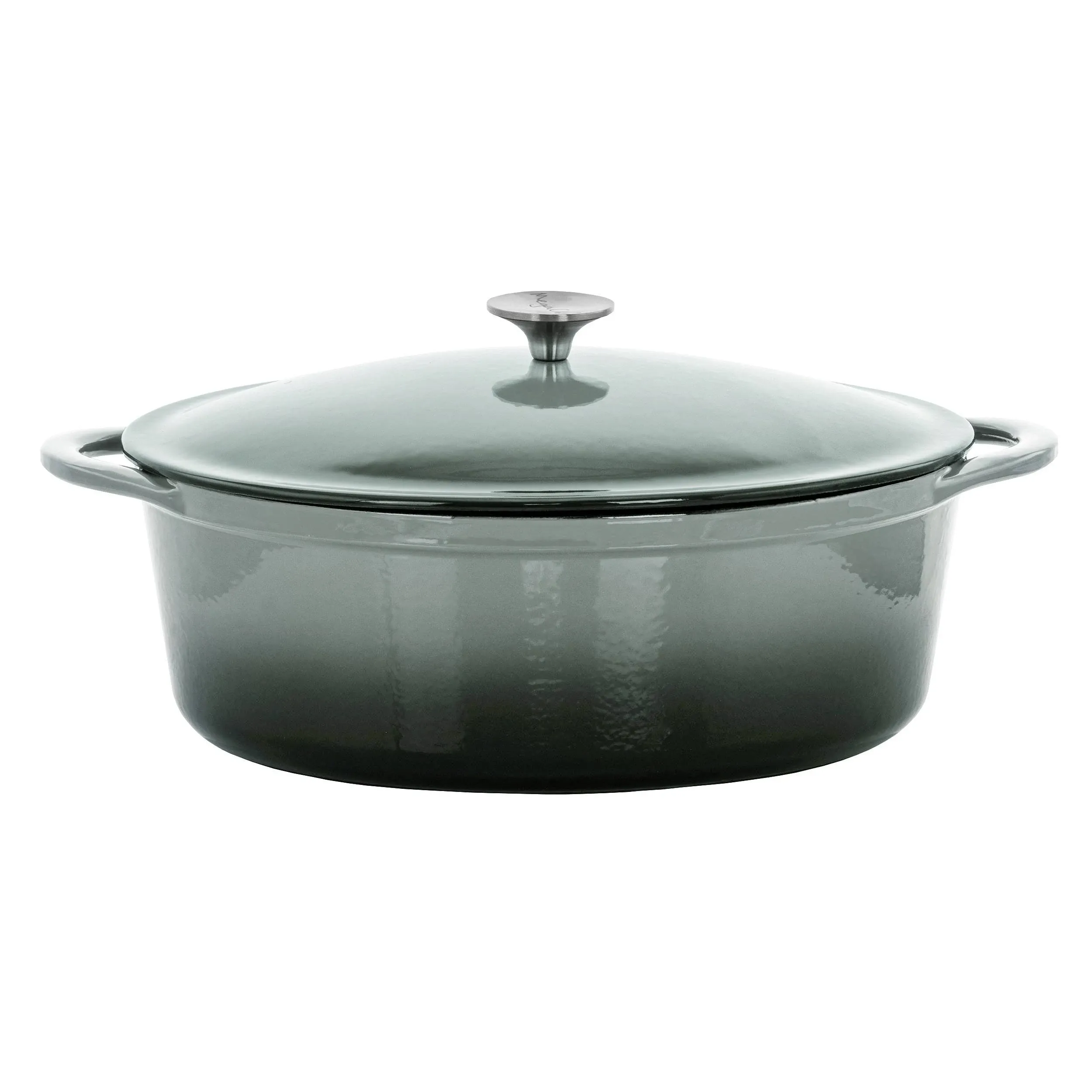 MegaChef 7 qts Oval Enameled Cast Iron Casserole in Gray