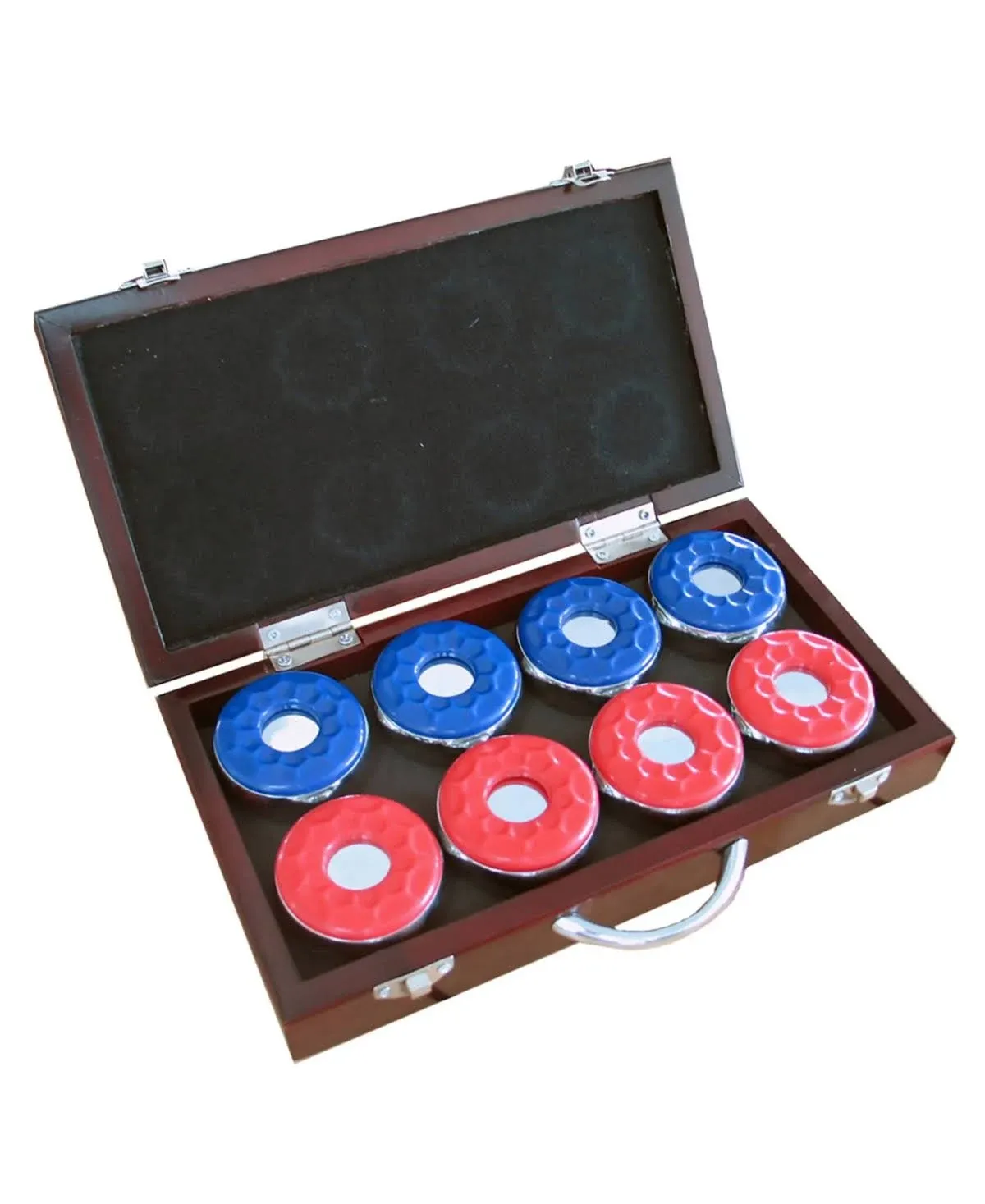 New Hathaway Shuffleboard Game Pucks with Wood Storage Case Set of 8