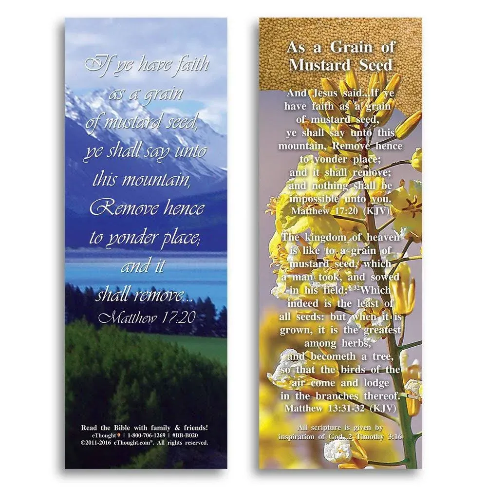 Bible Verse Bookmarks: As A Grain of Mustard Seed - Pack of 25 Cards