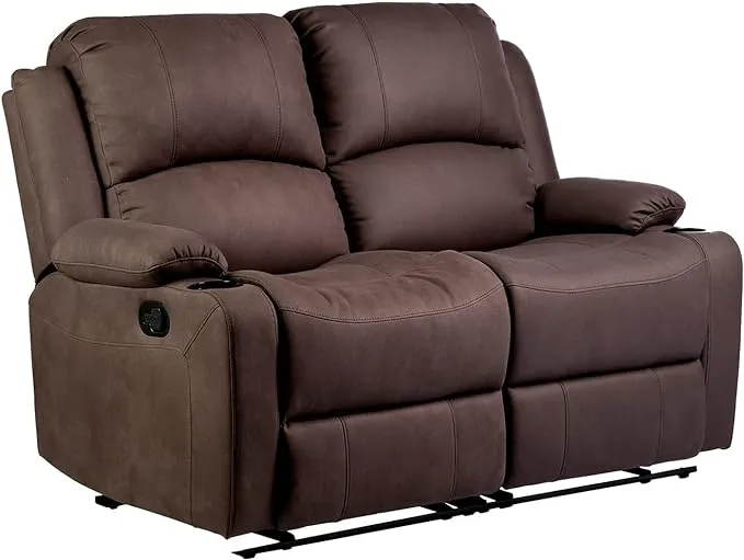 Camper Comfort 58" Manual Wall Hugger Reclining RV - Camper Theater SEATS Chocolate - Double Recliner RV Sofa - RV Couch - Wall Hugger Recliner - RV