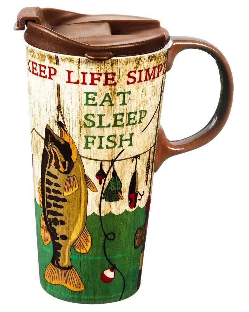 Cypress Home Keep Life Simple Ceramic Travel Cup