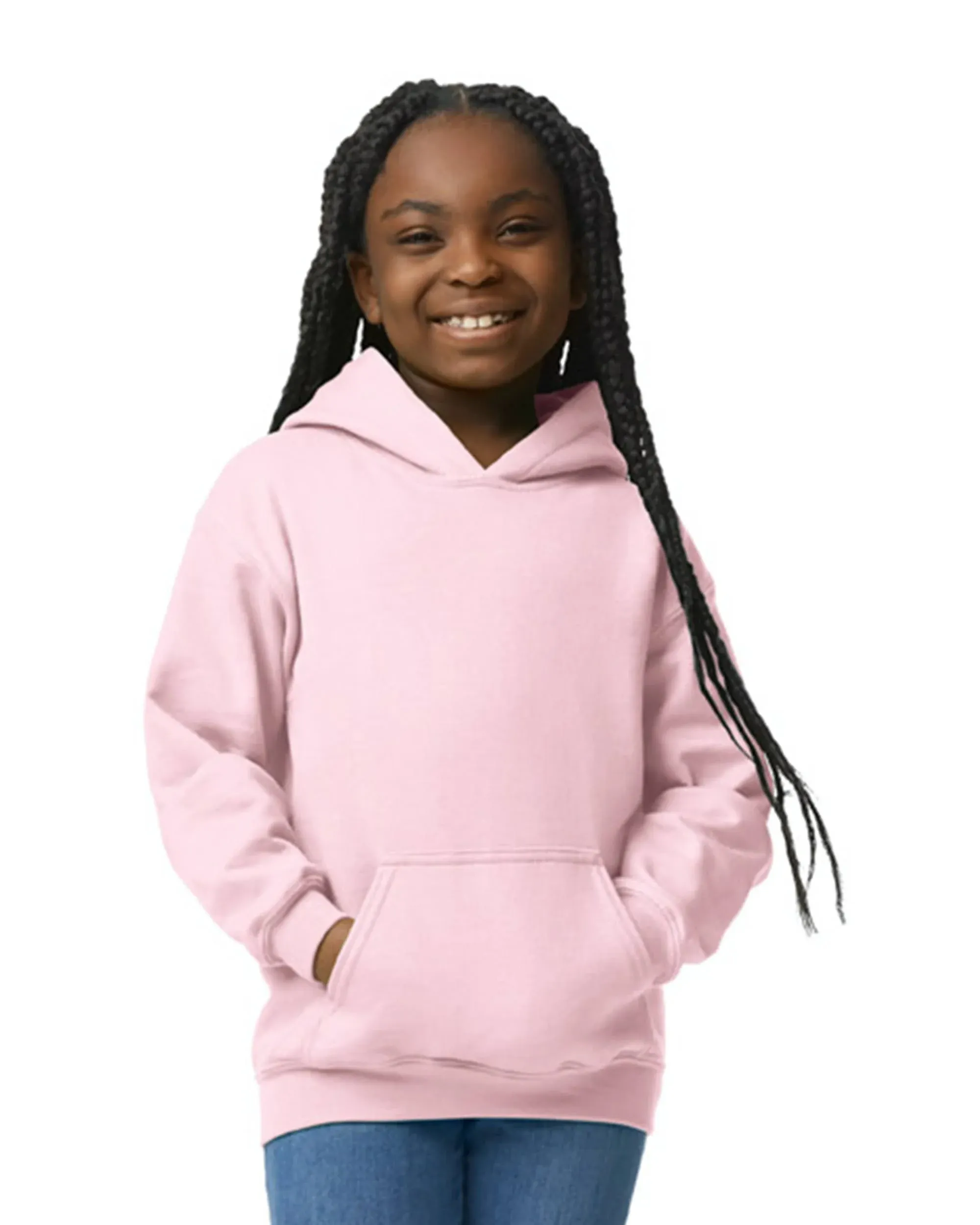 Gildan G185B Kids Unisex 8.0 oz Blend Hoodie Small Light Pink