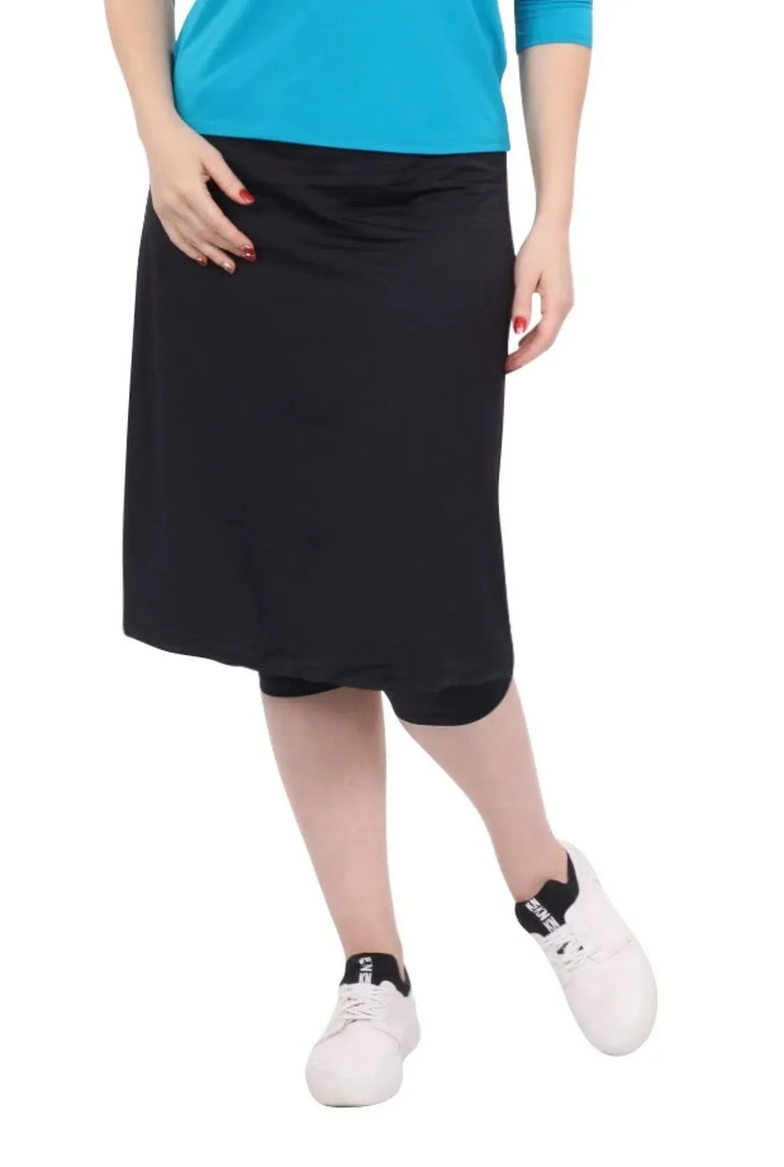 Kosher Casual Women's Knee Length Sports Skirt with Leggings - Mid-Weight Fabric