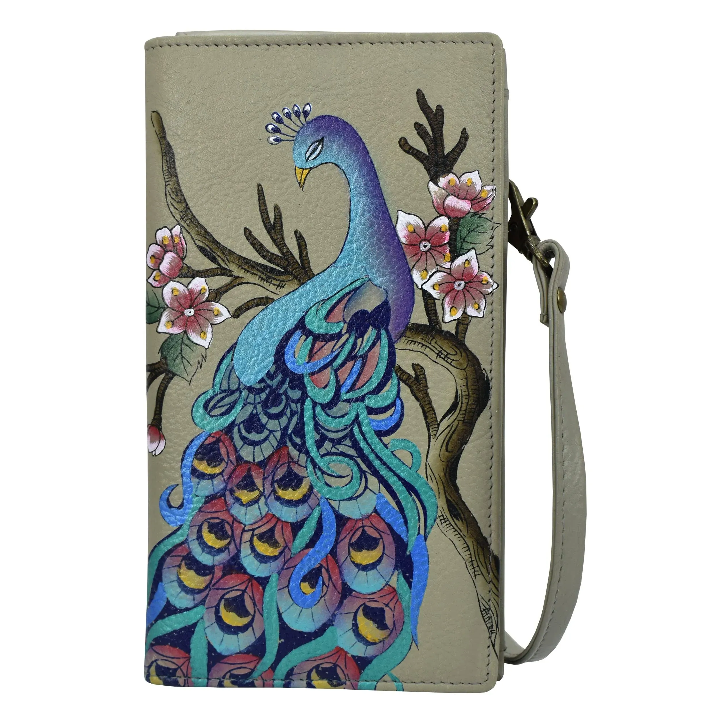 Anna by Anuchka Women's Hand-Painted Genuine Leather Phone Wallet Organizer Crossbody