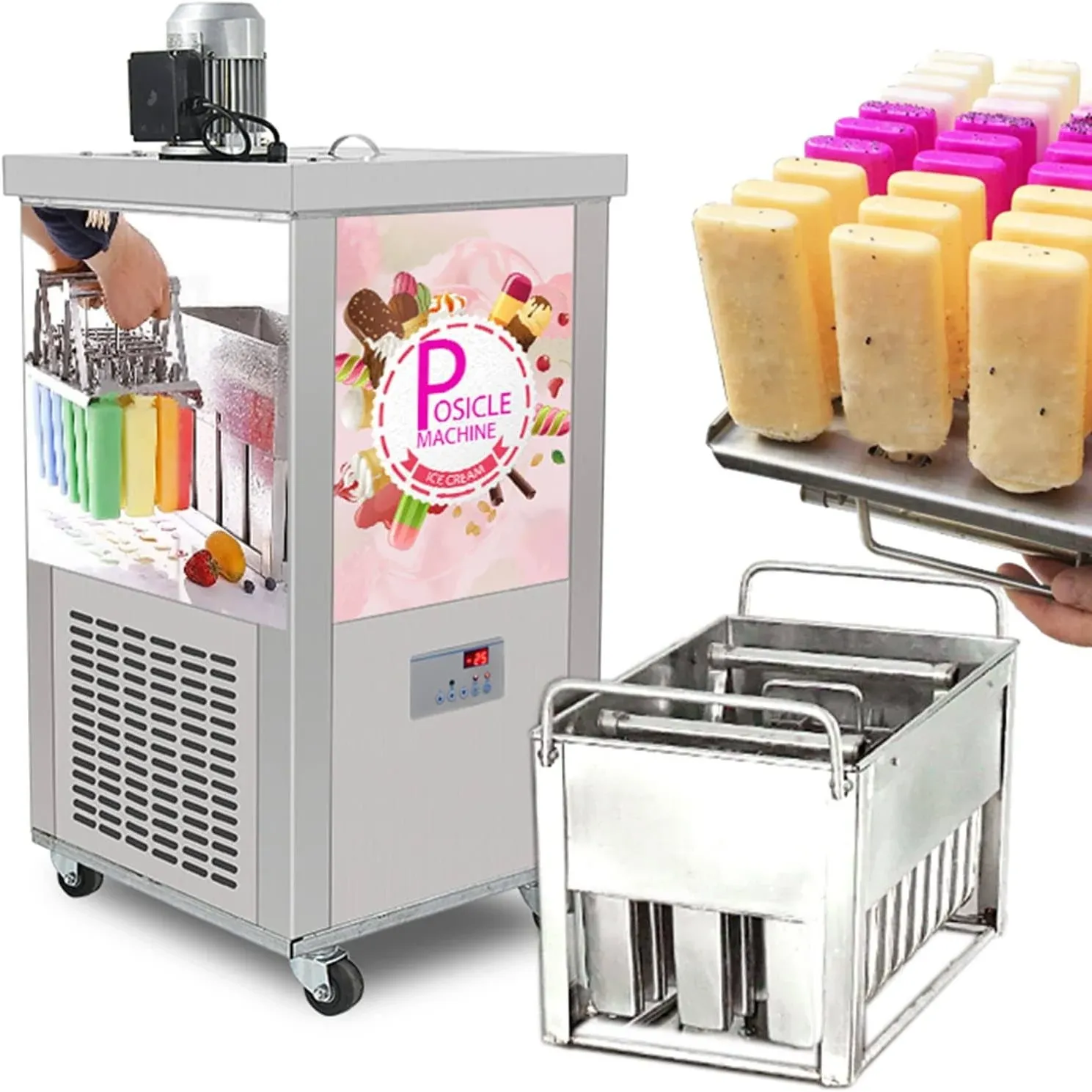 Kolice Commercial Ice Popsicle Machine, Ice Bars, Ice Pops Maker, Ice Lolly Machine, Ice Lollipop Making Machine -Single Mold Set, 30 pcs/Mold Set,110ml/each Stick