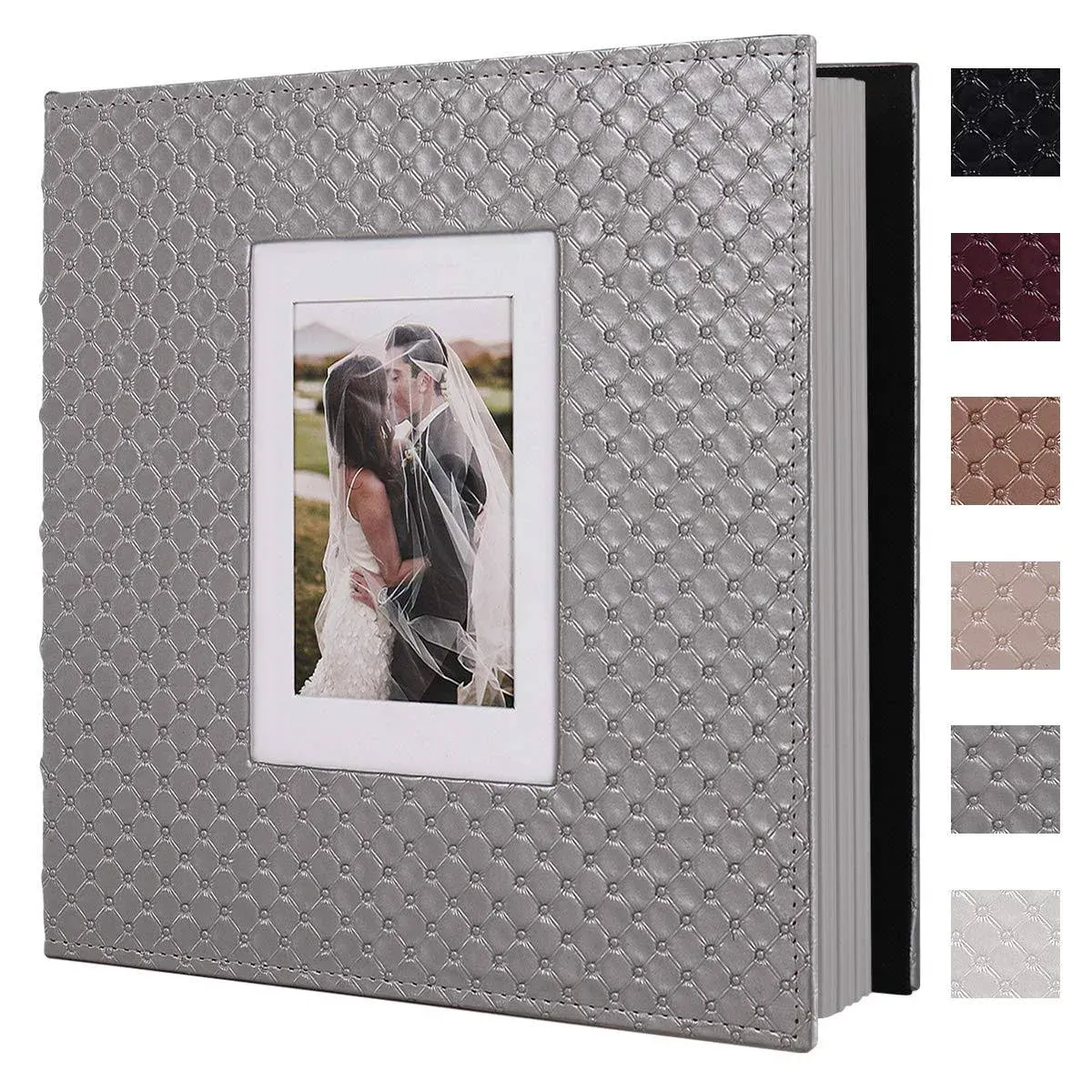 RECUTMS 60 DIY Photo Albums with Sticky Pages Button Grain Leather Cover 4x6 5x7 8x10 Photos of Any size, Wedding Photo Album Baby Picture Book Family