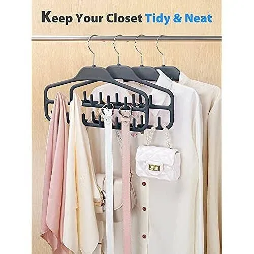 SMARTAKE 2-Pack Belt Hangers, 360 Degree Rotatable Tie Racks with 11 Hooks,