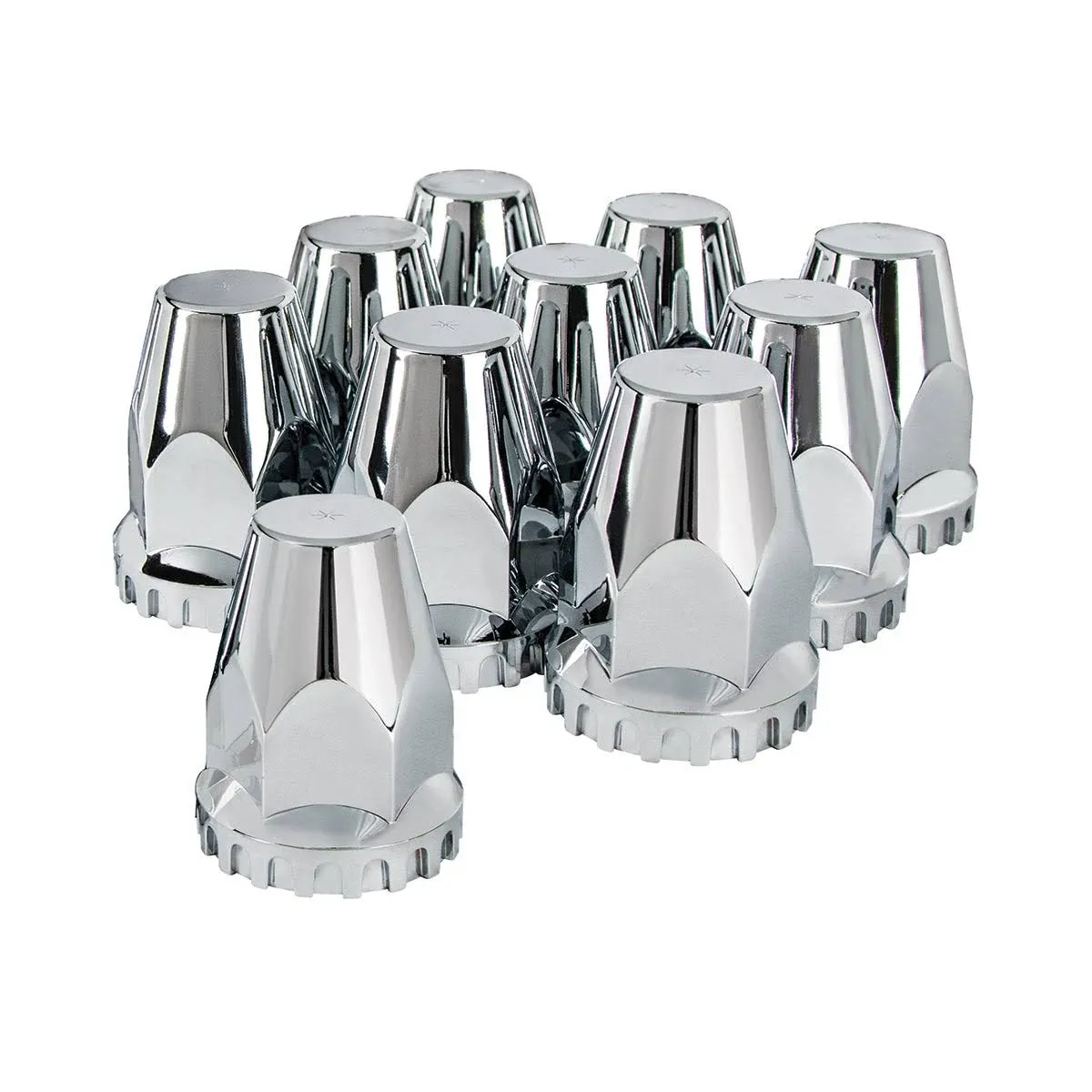 (10) Wheel Lugnut Chrome Plastic 33mm Thread on Standard Nut Covers CA