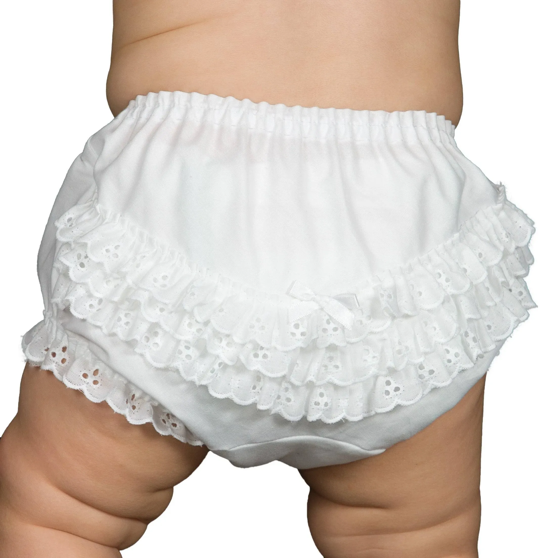 Christening Day Baby Girls White Batiste Rumba Diaper Cover Bloomers