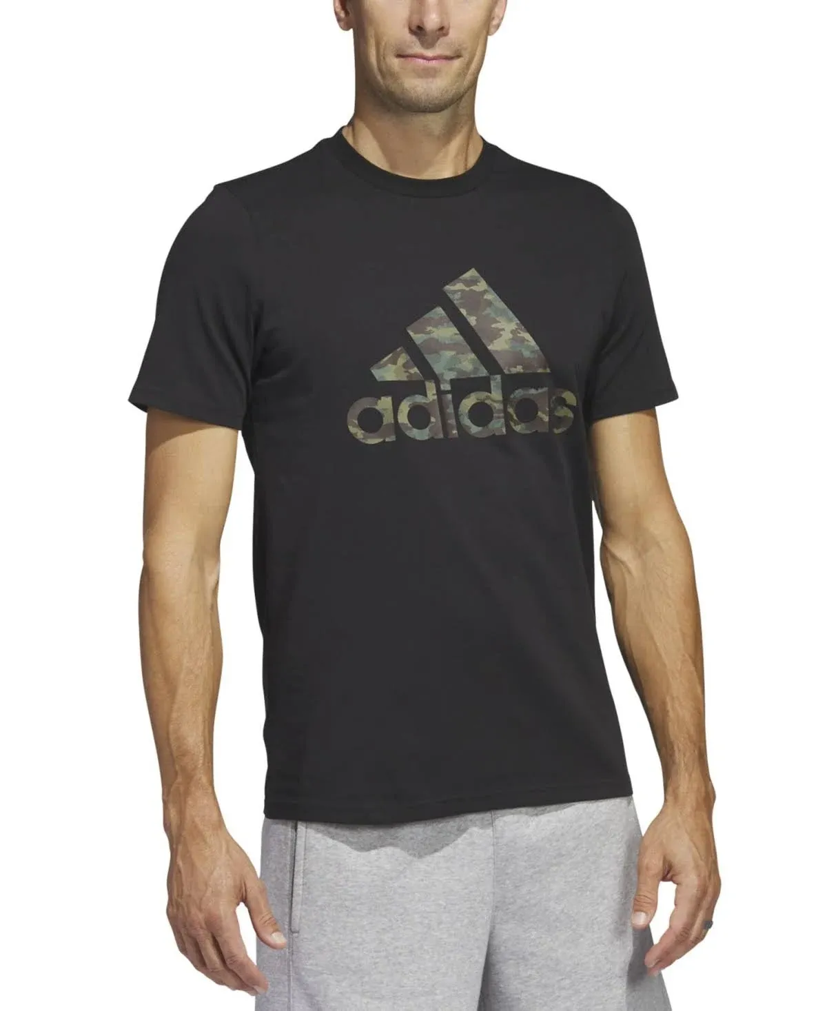 Adidas Men's Camo Short Sleeve Tee-Black, Size: Medium, Cotton