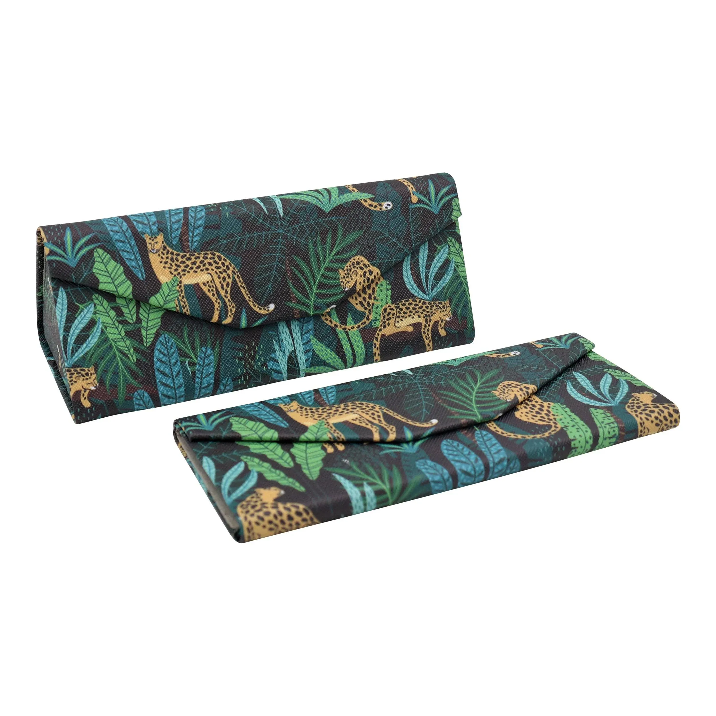 Cheetah Print Glasses Case - Vegan Leather Magic Folding Hardcase