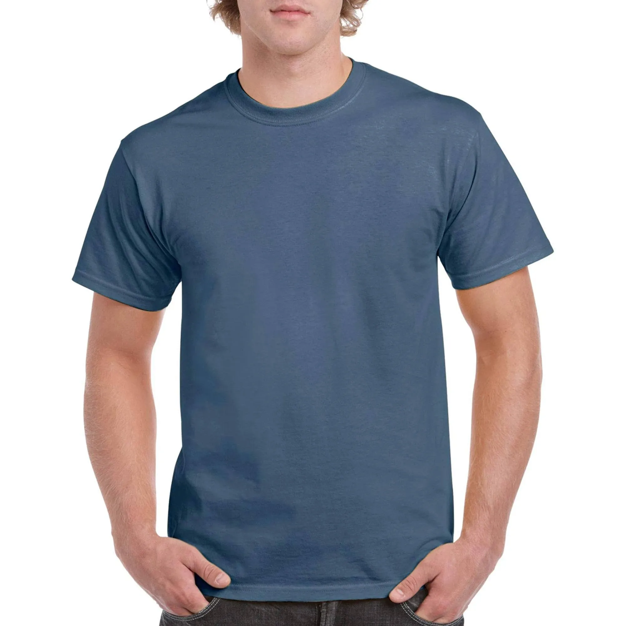 Gildan Men's Heavy Cotton T-Shirt, Style G5000, 2-Pack, Indigo Blue, Medium