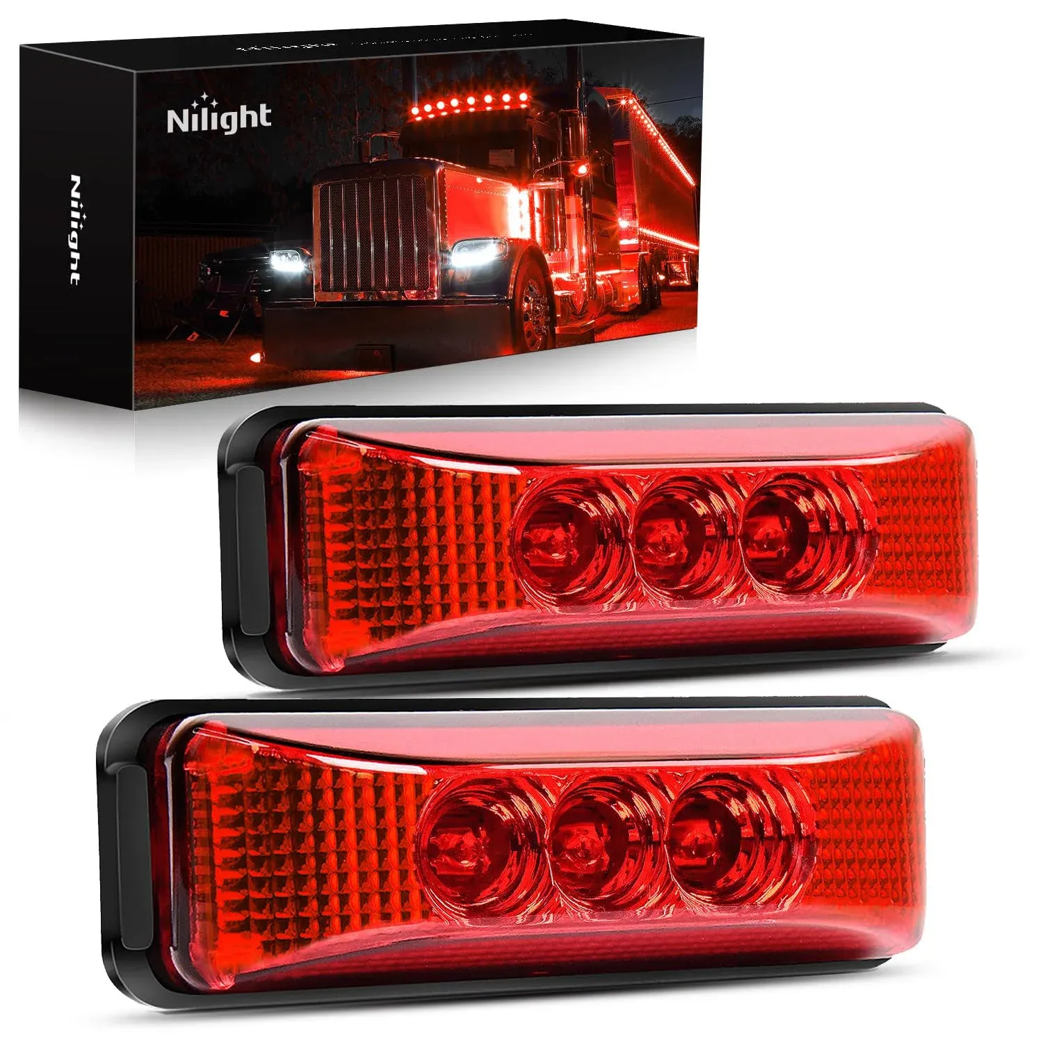 Nilight - TL-32 2pcs 3.9inch 3 LED Truck Trailer Red Light Front Rear LED Side ...