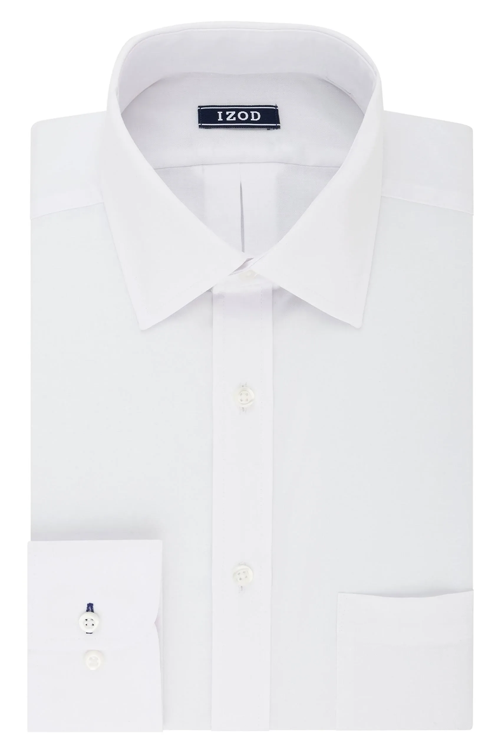 Izod Men's Dress Shirt Regular Fit Stretch Solid Spread Collar