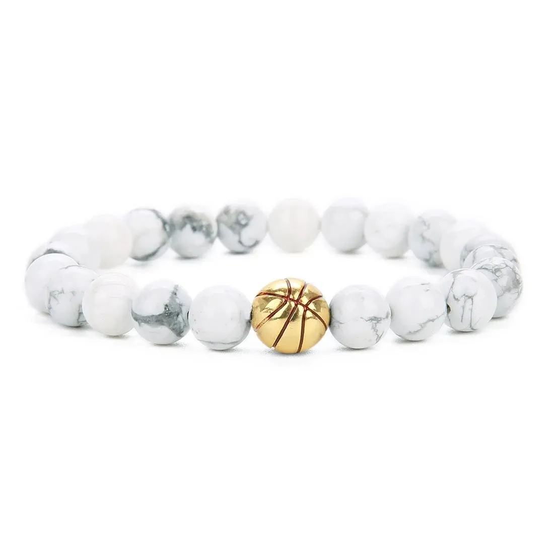 White Turquoise Basketball Beaded Bracelet - HELLOICE