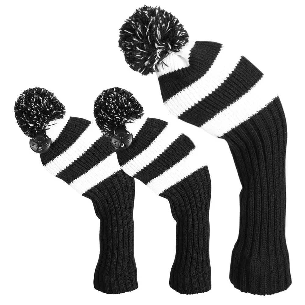 LONGCHAO 3 Pcs Knitted Golf Headcover Driver Cover, Golf Club Wood Head Covers ...