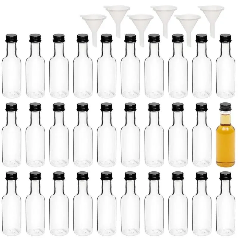 30 Pack 50ml 1.7 Oz Mini Liquor Bottles with Twist Off Lids and Funnels for P...