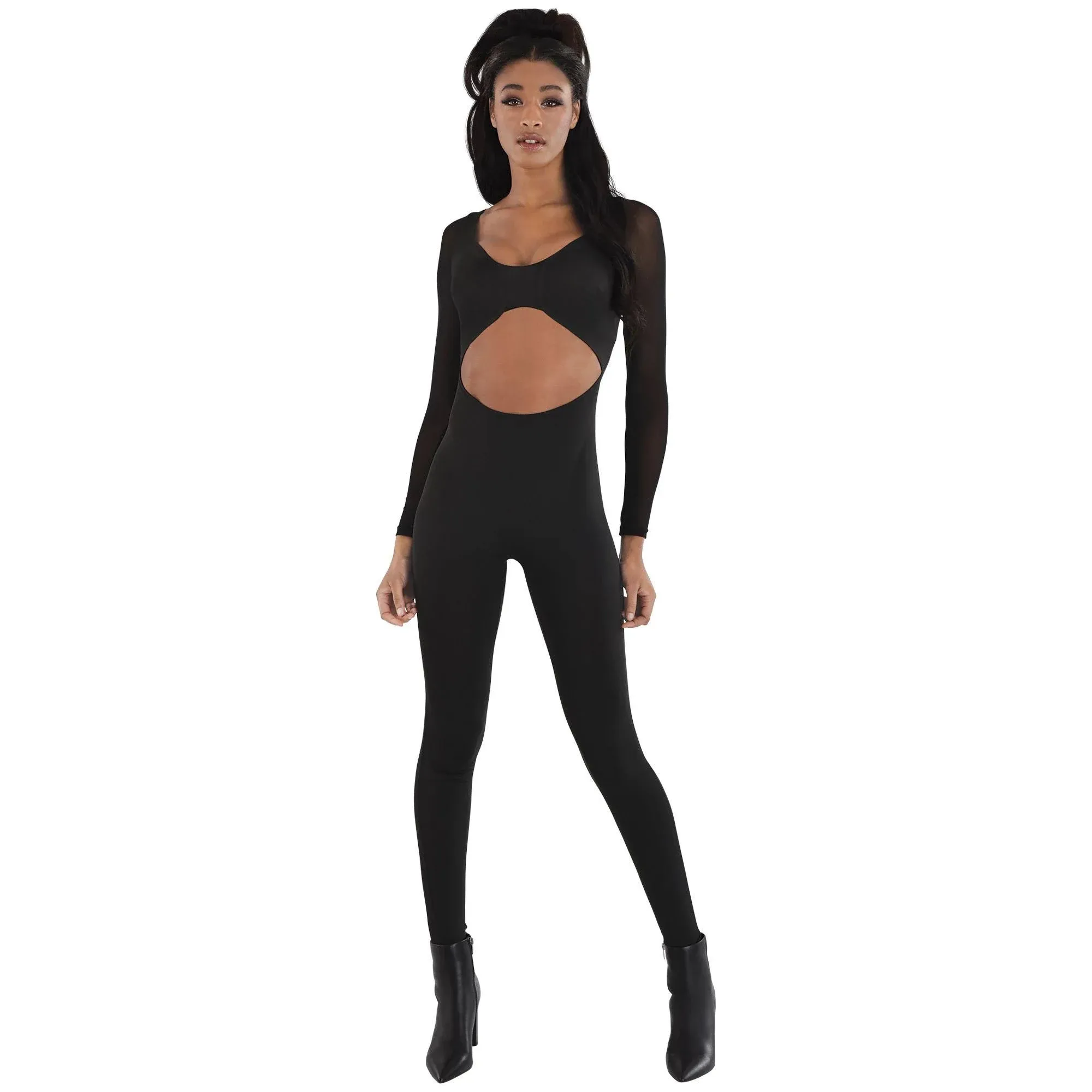 Adult Black Cutout Catsuit