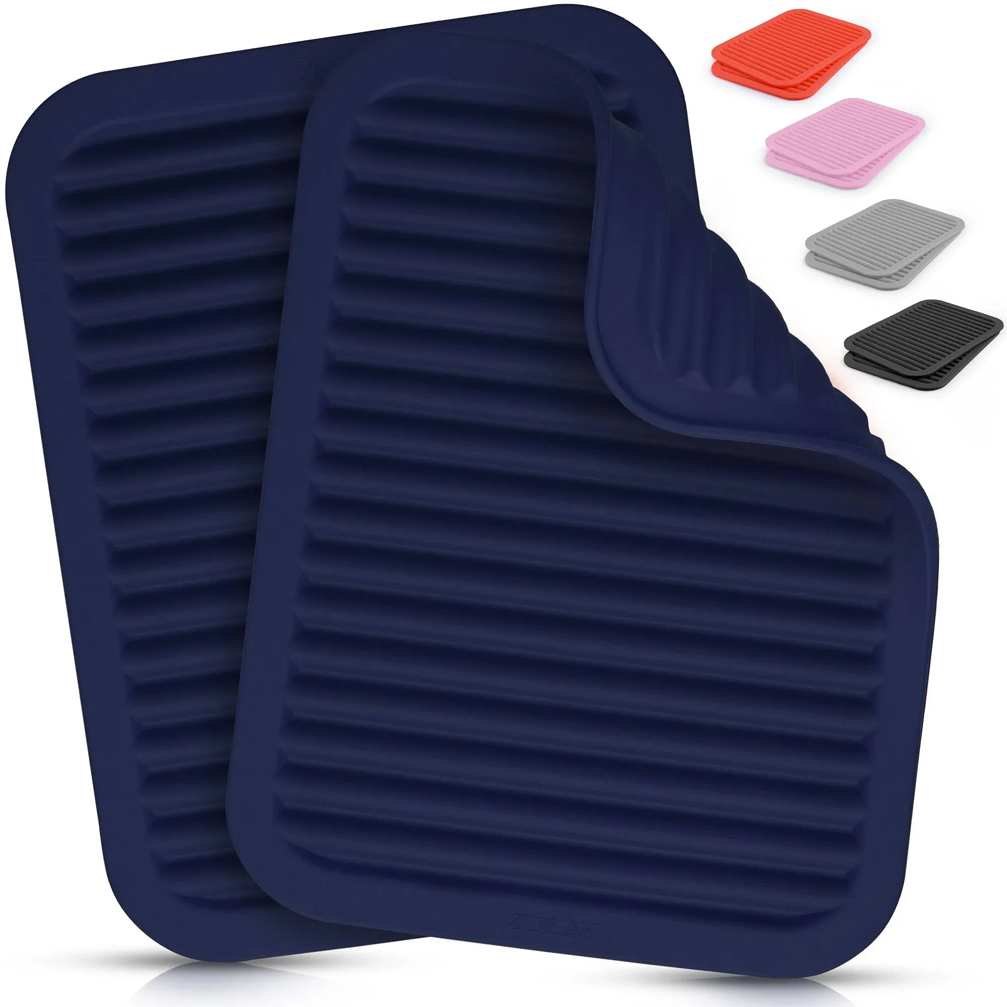 Silicone Trivets for Hot Pots and Pans (2 Pack), Navy Blue HPP