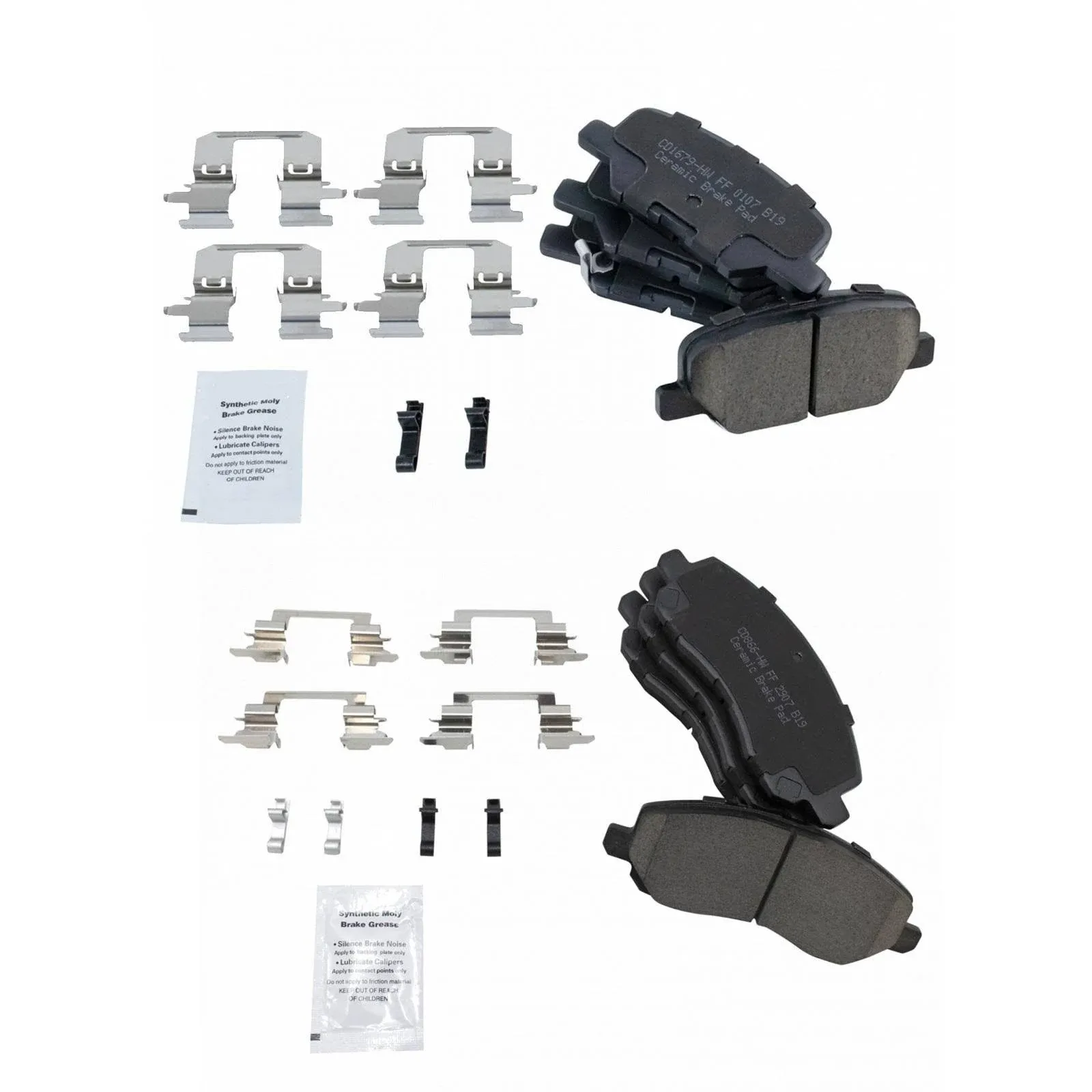 TRQ Front & Rear Ceramic Disc Brake Pad Kit for Mitsubishi Outlander