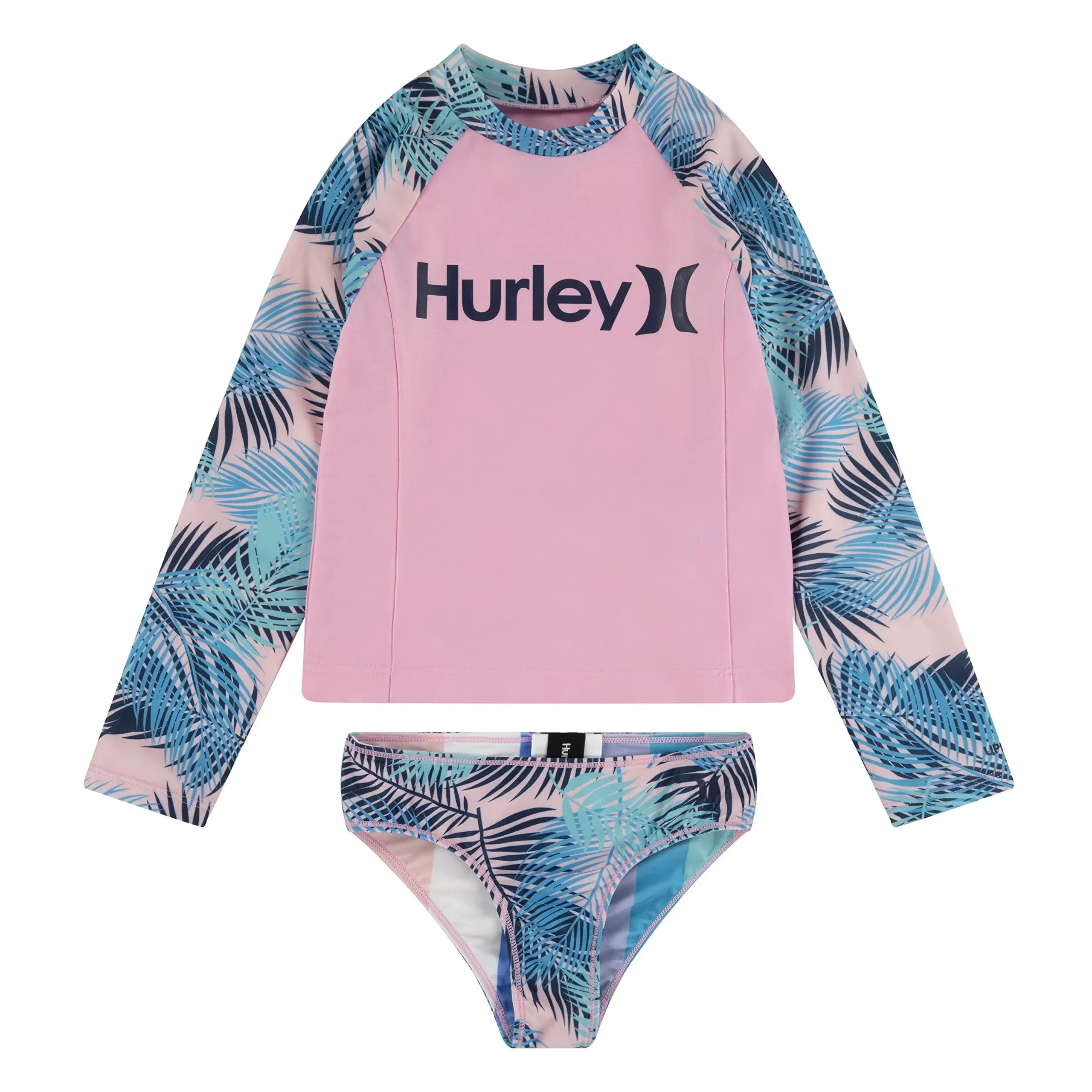 Hurley Set Girl Long Sleeve Full Zip Rashguard Set Pink L