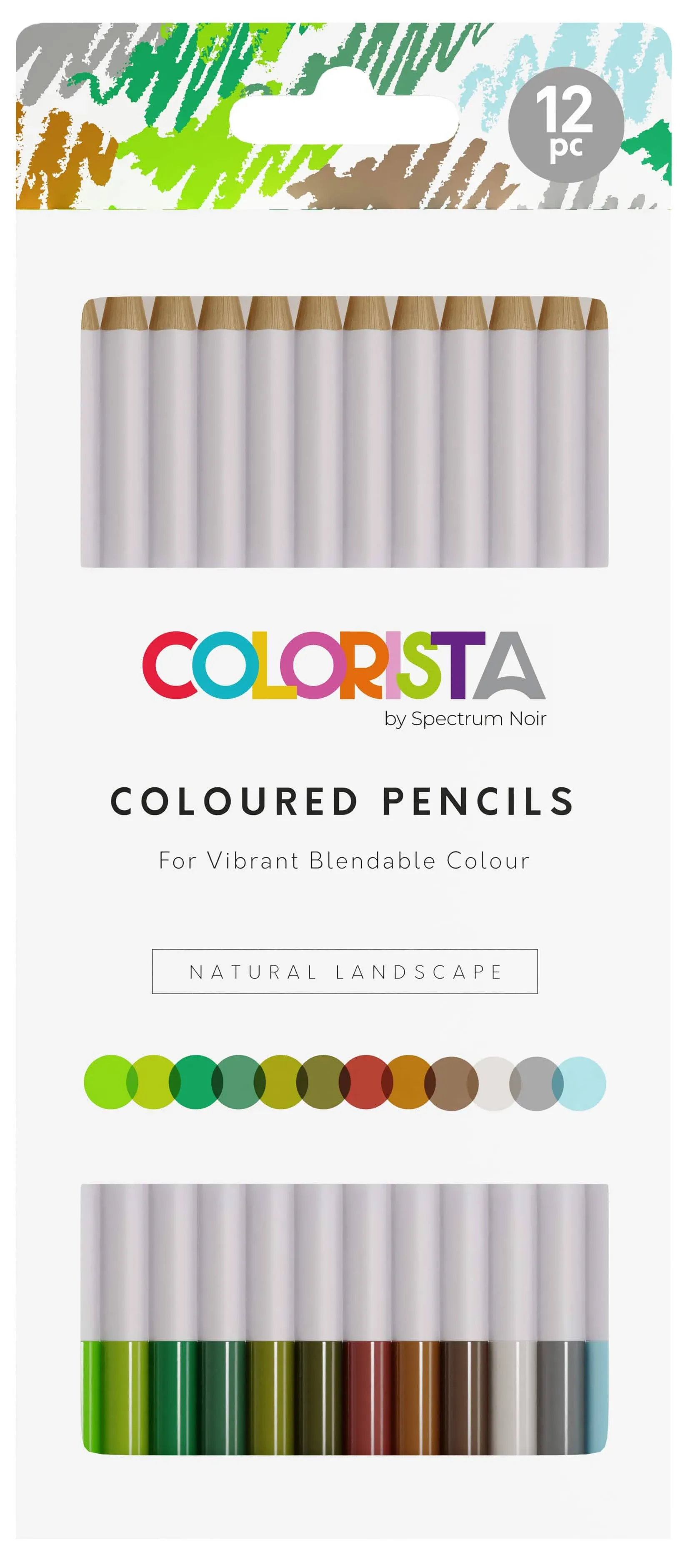 Spectrum Noir Noir Color Colorista Coloured Pencils-Pack of 12-Natural Landscape, One Size, Multicolour