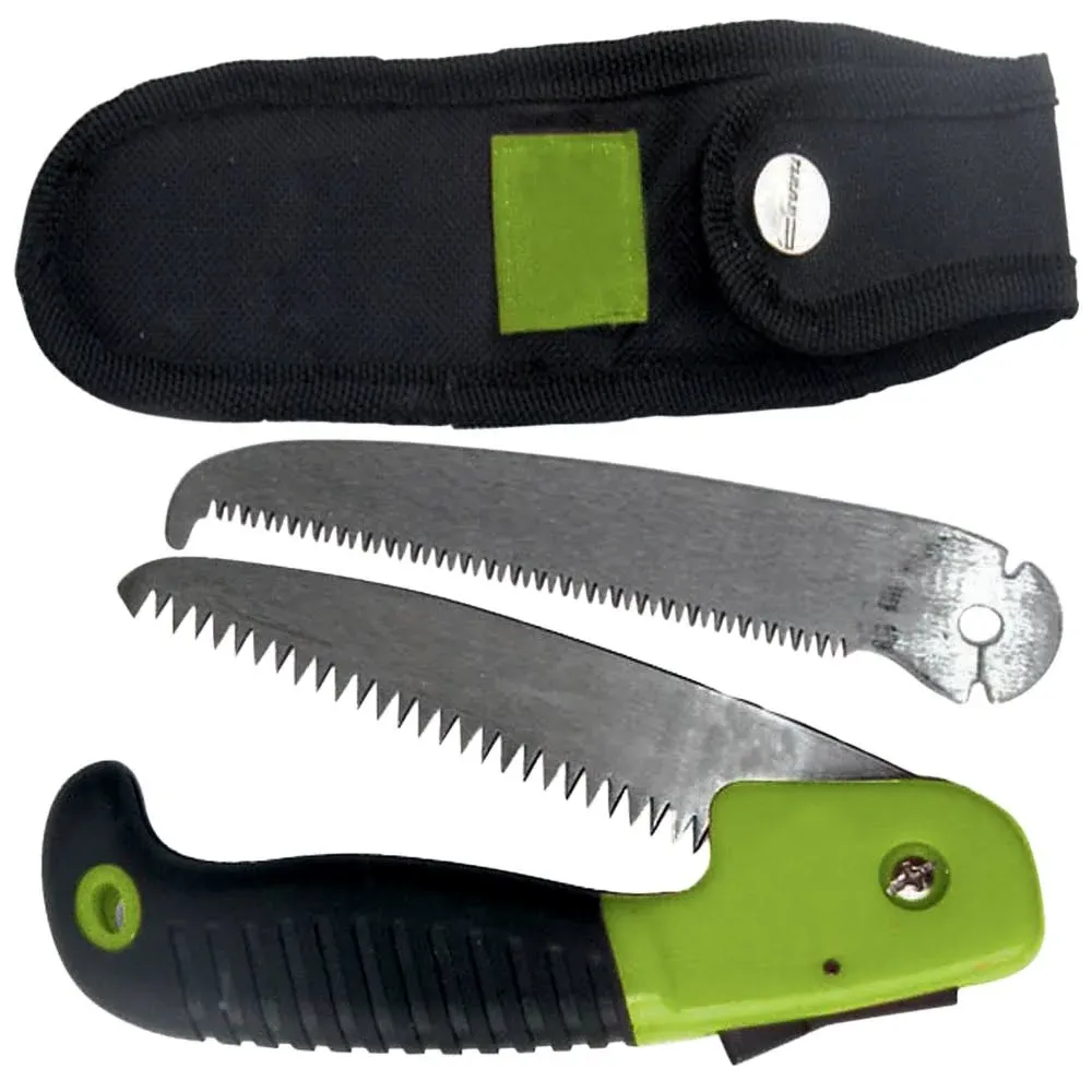 HME Folding Saw Combo Pack - Hand Saw with Hand Protector, 5" Wood Blade & 5" Bone Blade for Hunting Camping, Backpacking